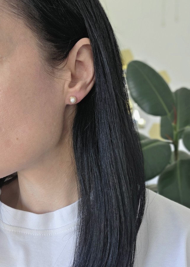 Auskarai mini Perliukai  (TMAUS28), švelniai rausvo aukso spalvos