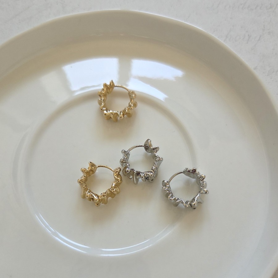 Auskarai Rinkutės su tekstūra (TMAUS36) aukso spalva