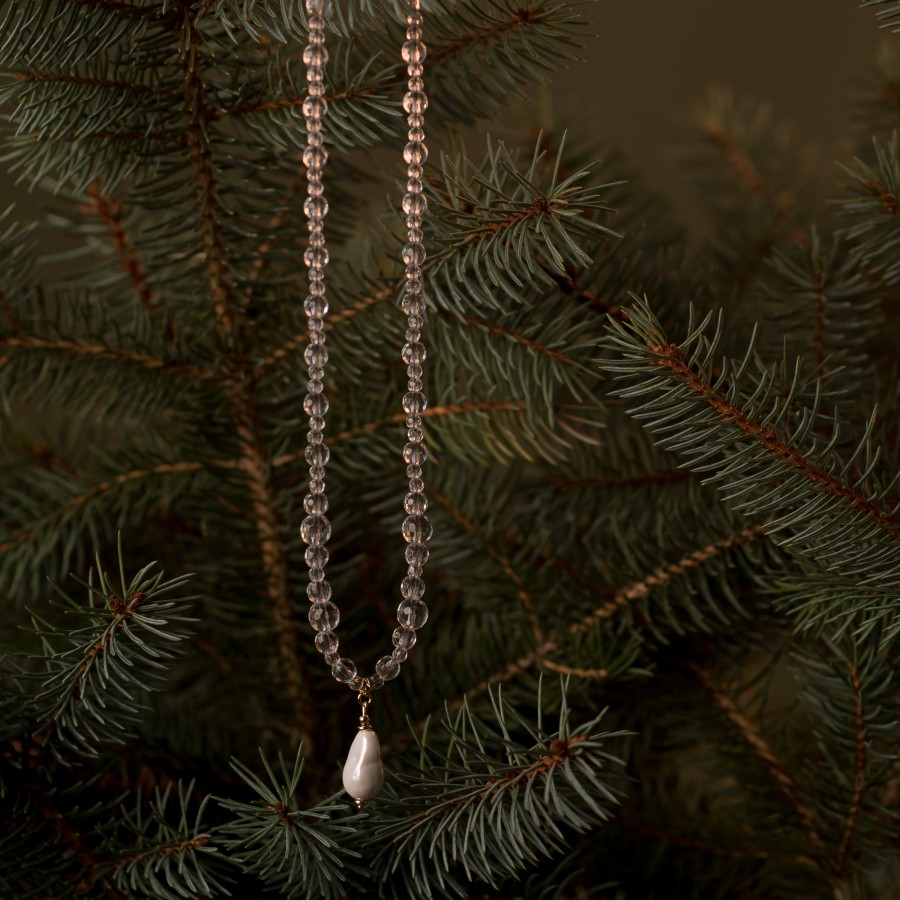 Kvarco vėrinys su Shell perlo pakabuku (TMVER21)