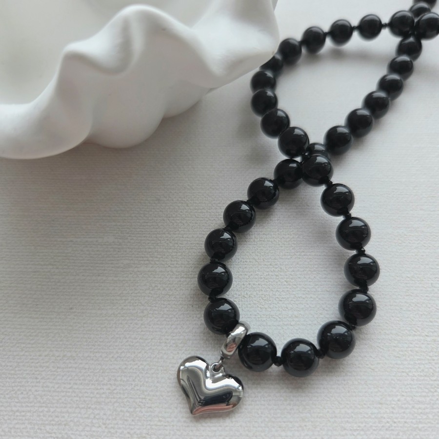 Onikso vėrinys su širdelės pakabuku (TMVER25)