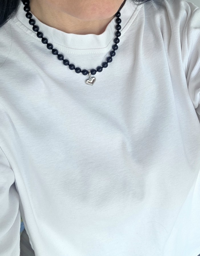 Onikso vėrinys su širdelės pakabuku (TMVER25)