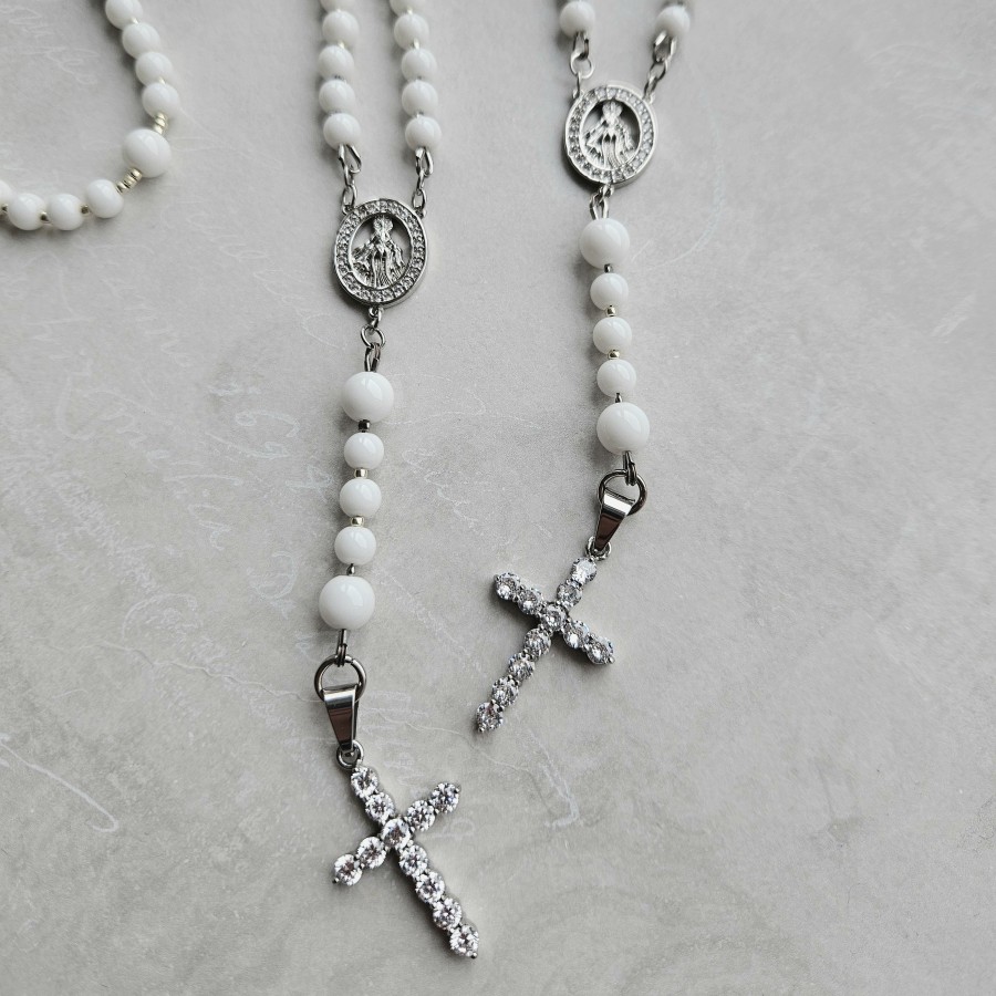 Rožančius iš onikso akmenukų su sidabro sp. detalėmis (TMROŽ7)