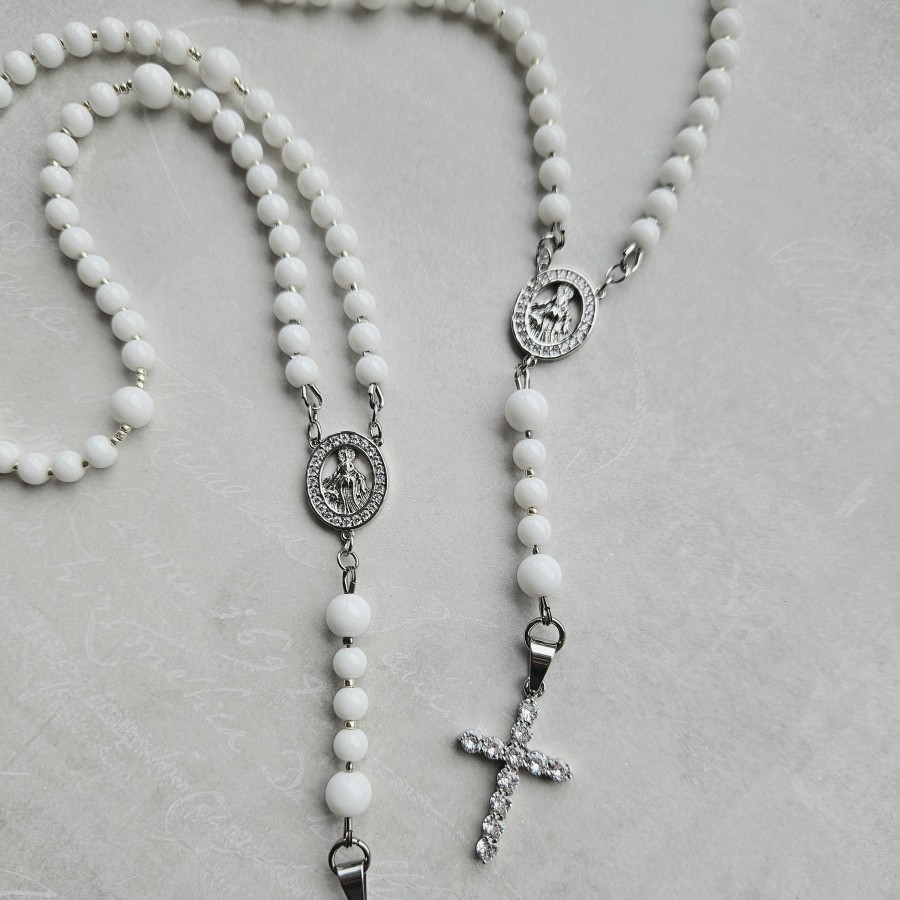 Rožančius iš onikso akmenukų su sidabro sp. detalėmis (TMROŽ7)