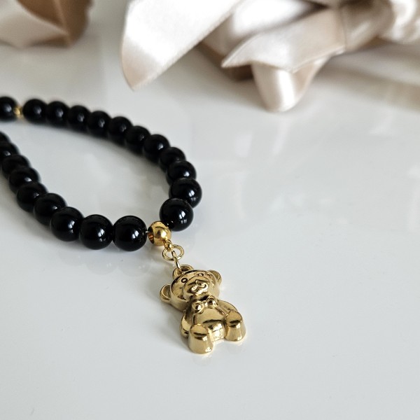 Vėrinys su Meškiuku (TMVER9) aukso arba sidabro spalva