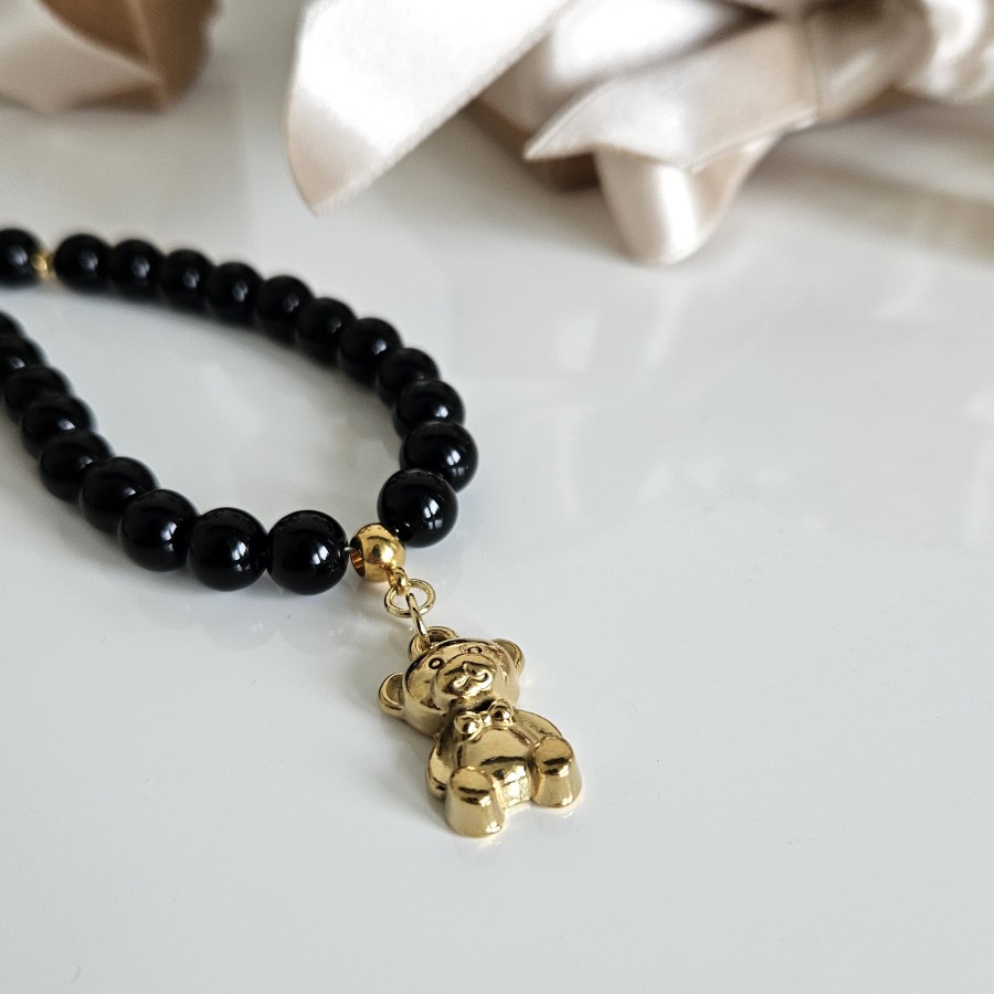 Vėrinys su Meškiuku (TMVER9) aukso arba sidabro spalva